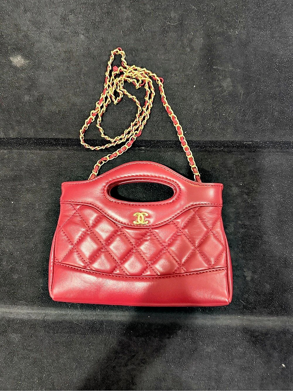 Chanel Mini Coco Top Handle cross body Bag in Maroon - Picture 6 of 12